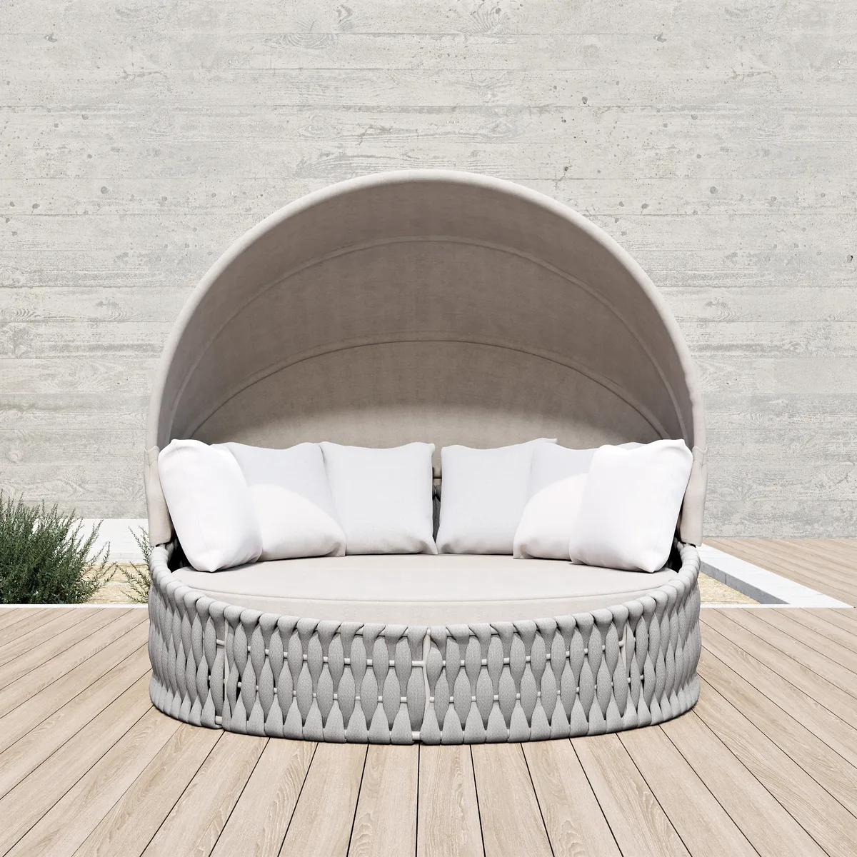 Cocaro Round Garden Polyrattan Sun Island with Roof and Weatherproof Cover — image 21