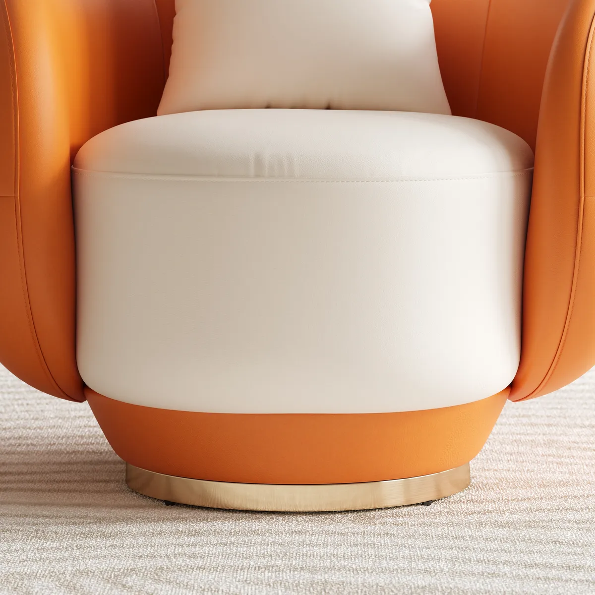 Swivel Barrel Accent Chair Faux Leather Armchair for Living Room in Warm White (35" Wide) — image 19