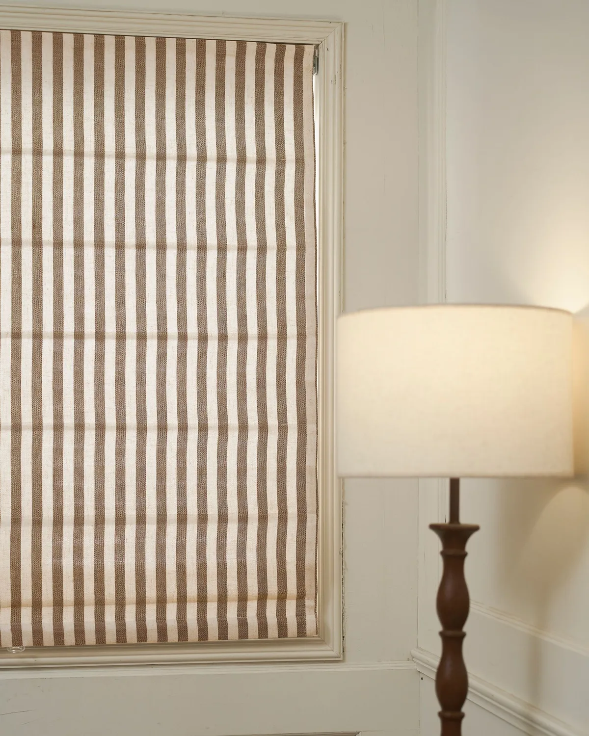 Milano Flat Fold Linen Blend Striped Cordless Custom Roman Shade — image 4