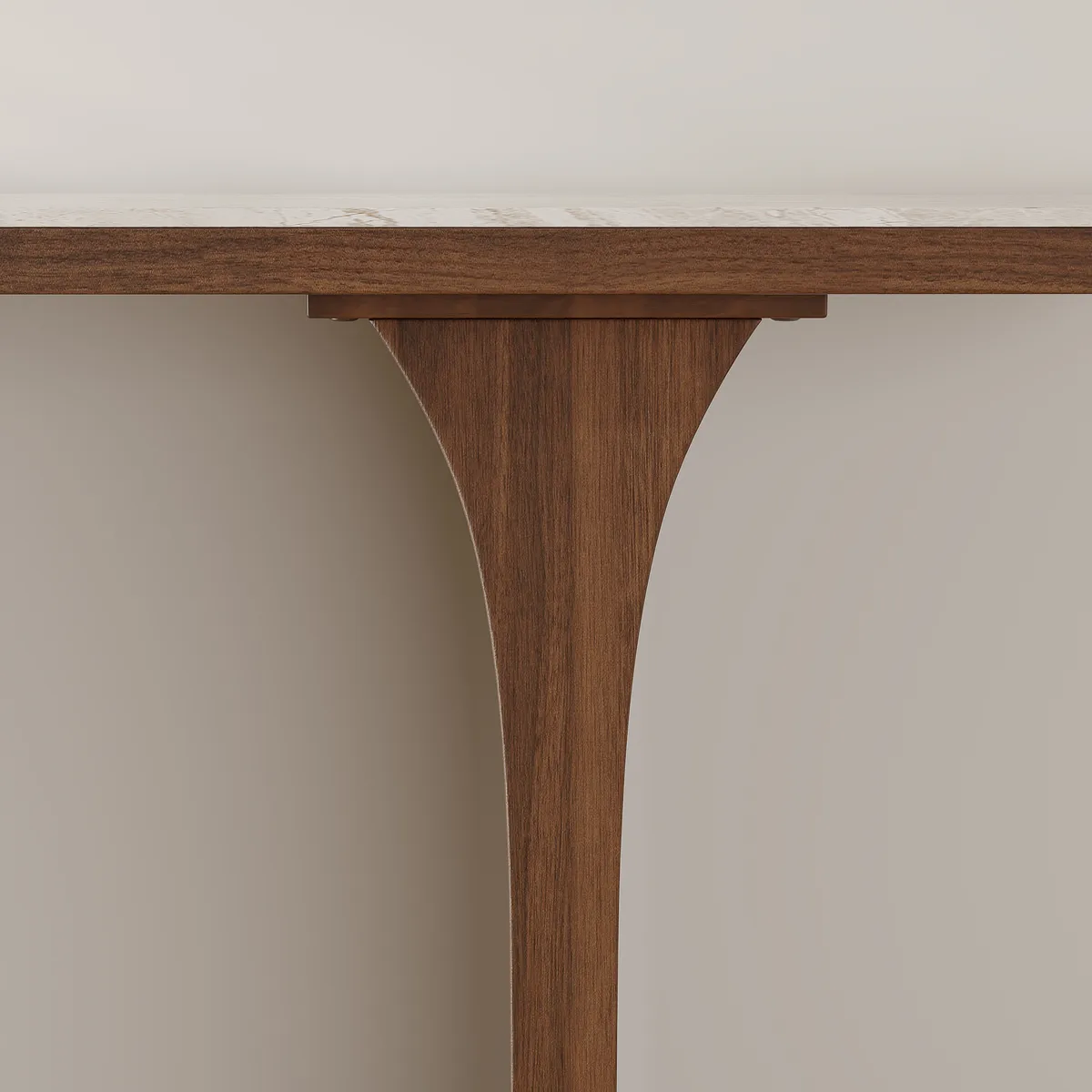 Travertine Veneer Top Console Table Entryway Furniture in Walnut (55" Wide) — image 5