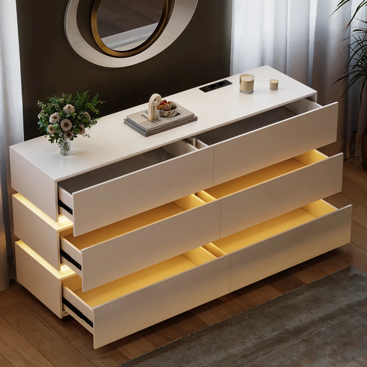 Lumio 47" LED 6-Drawer Dresser with Charging Station — image 14
