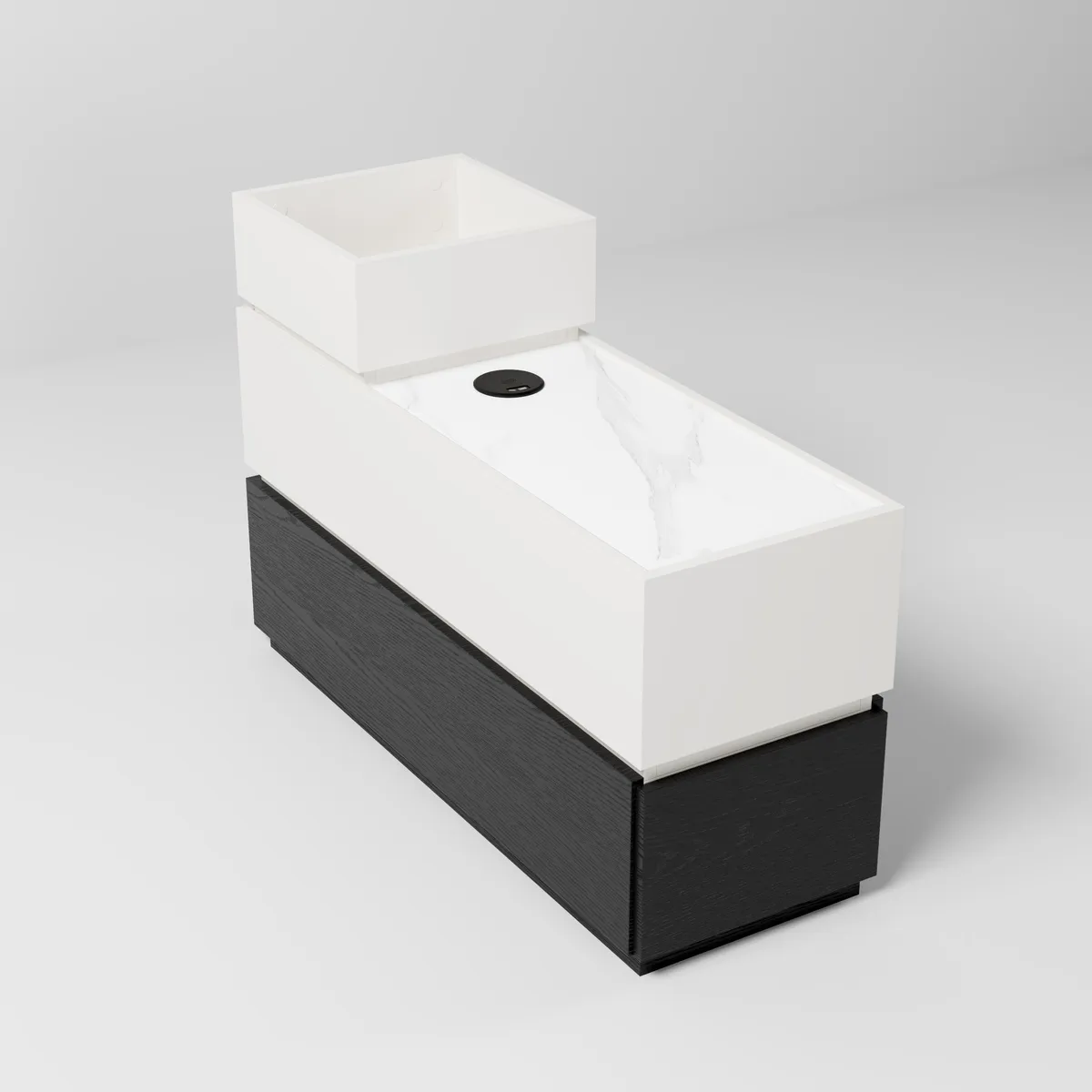 Travertine Stone Top Narrow Smart Side Table with Storage Modern Walnut End Table with USB Charging — image 21