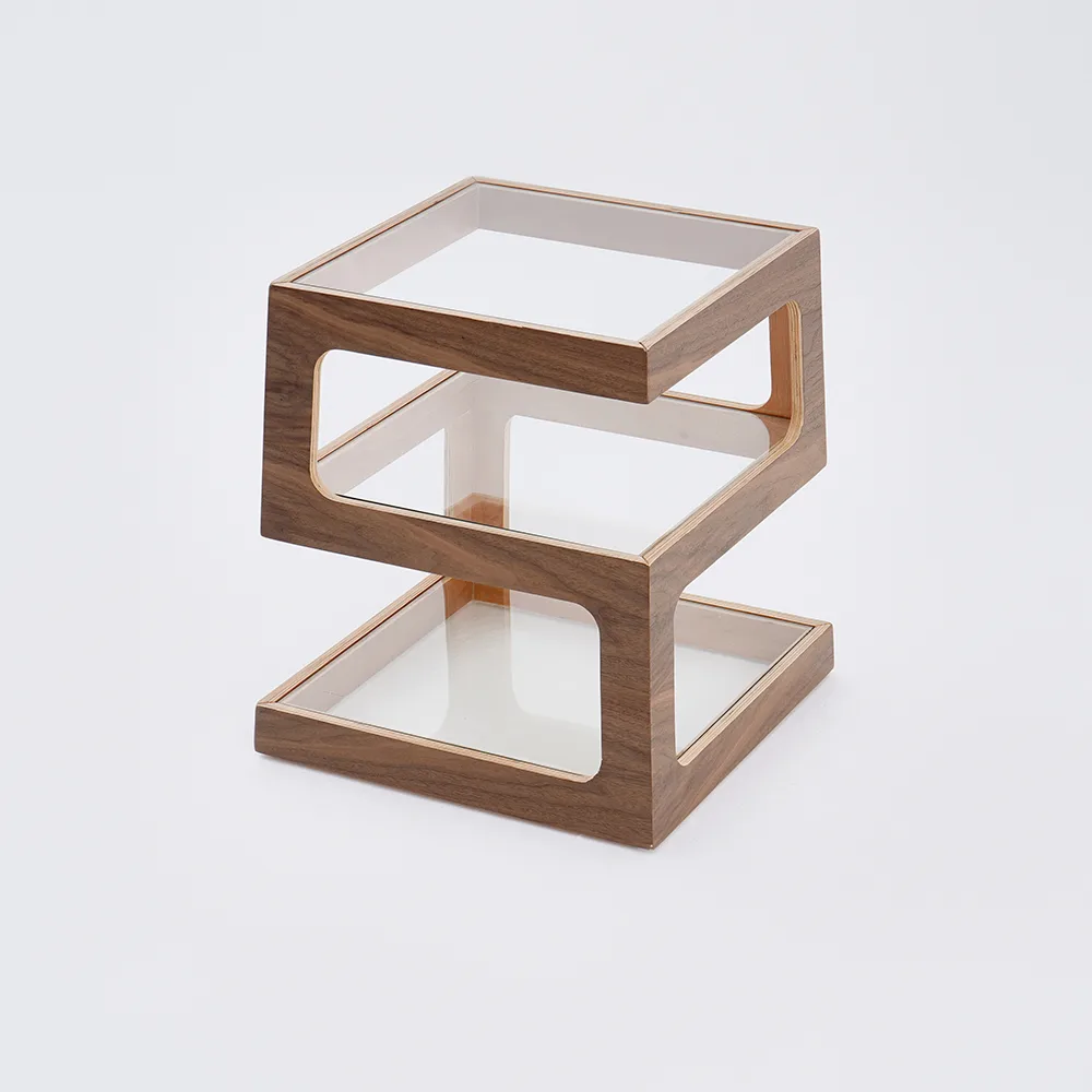 Modern Glass Side Table with 3 Tiers S-shaped End Table — image 8