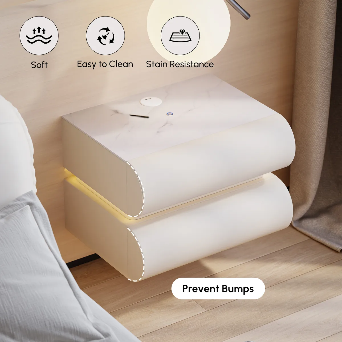 Humply Floating Smart Nightstand 1 Drawer Bedside Table — image 21