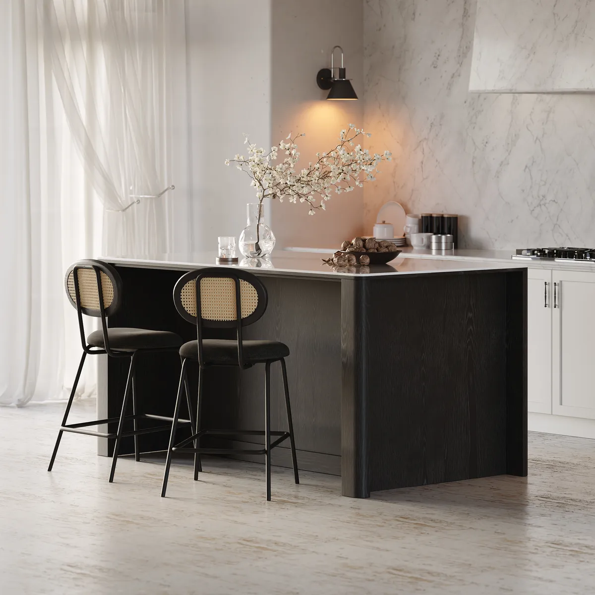 72" Sintered Stone Top Solid Wood Kitchen Island with Storage — image 23