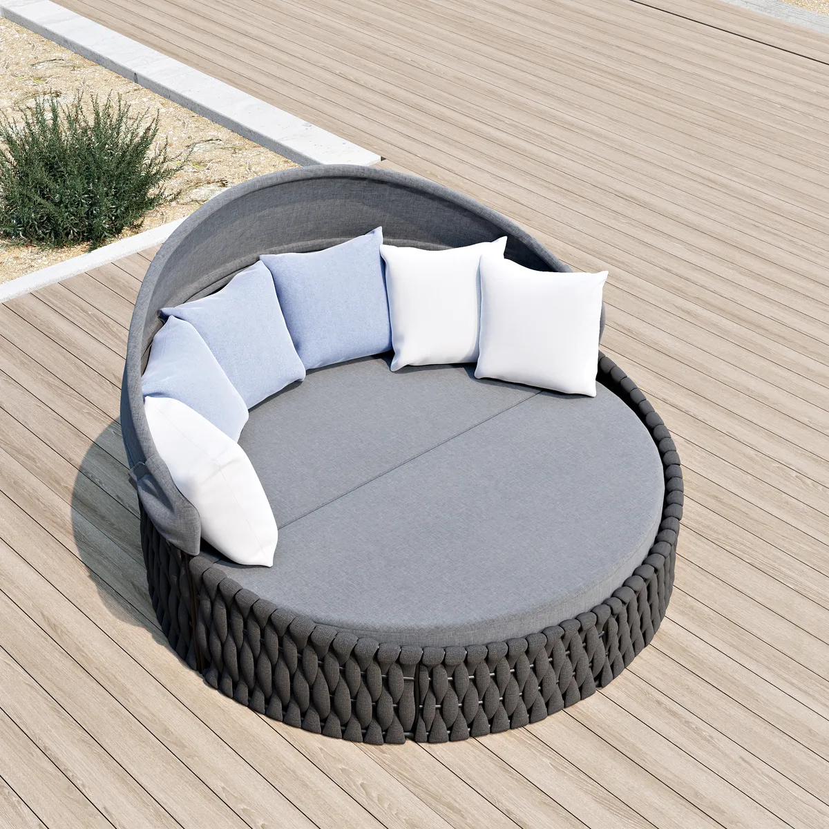 Cocaro Round Garden Polyrattan Sun Island with Roof and Weatherproof Cover — image 14