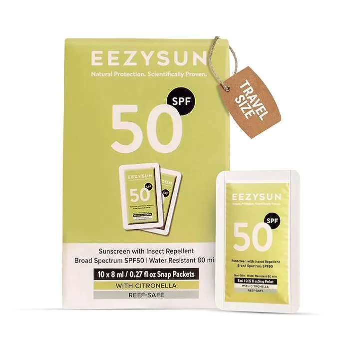 SPF 50 With Insect Repellent Travel-Size Sunscreen Snap Packets
