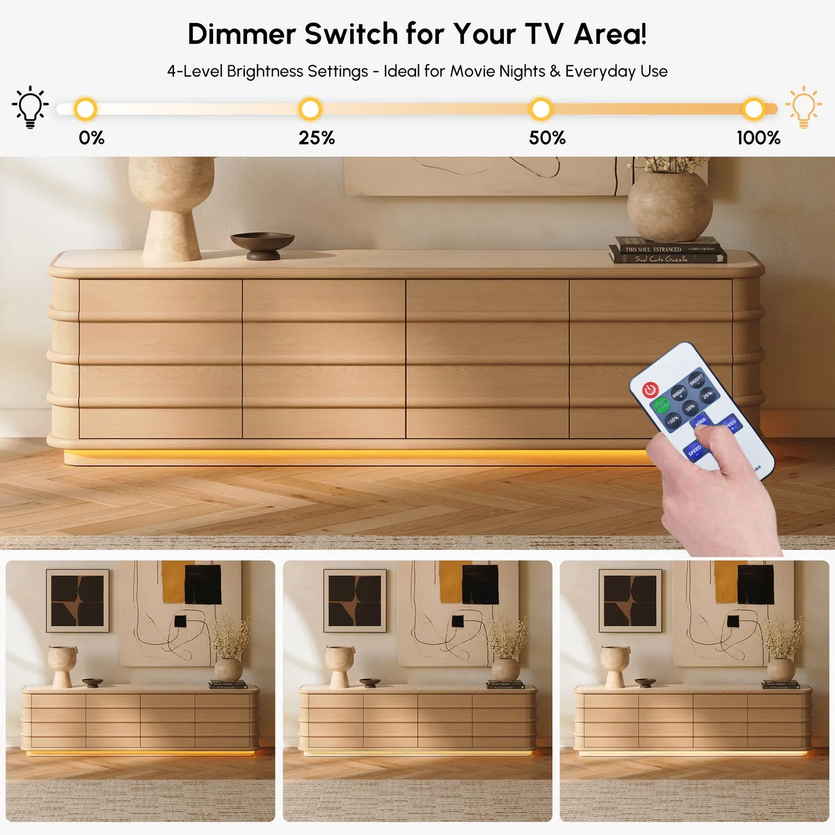 80" Ash Wood TV Stand with Sintered Stone Top — image 17