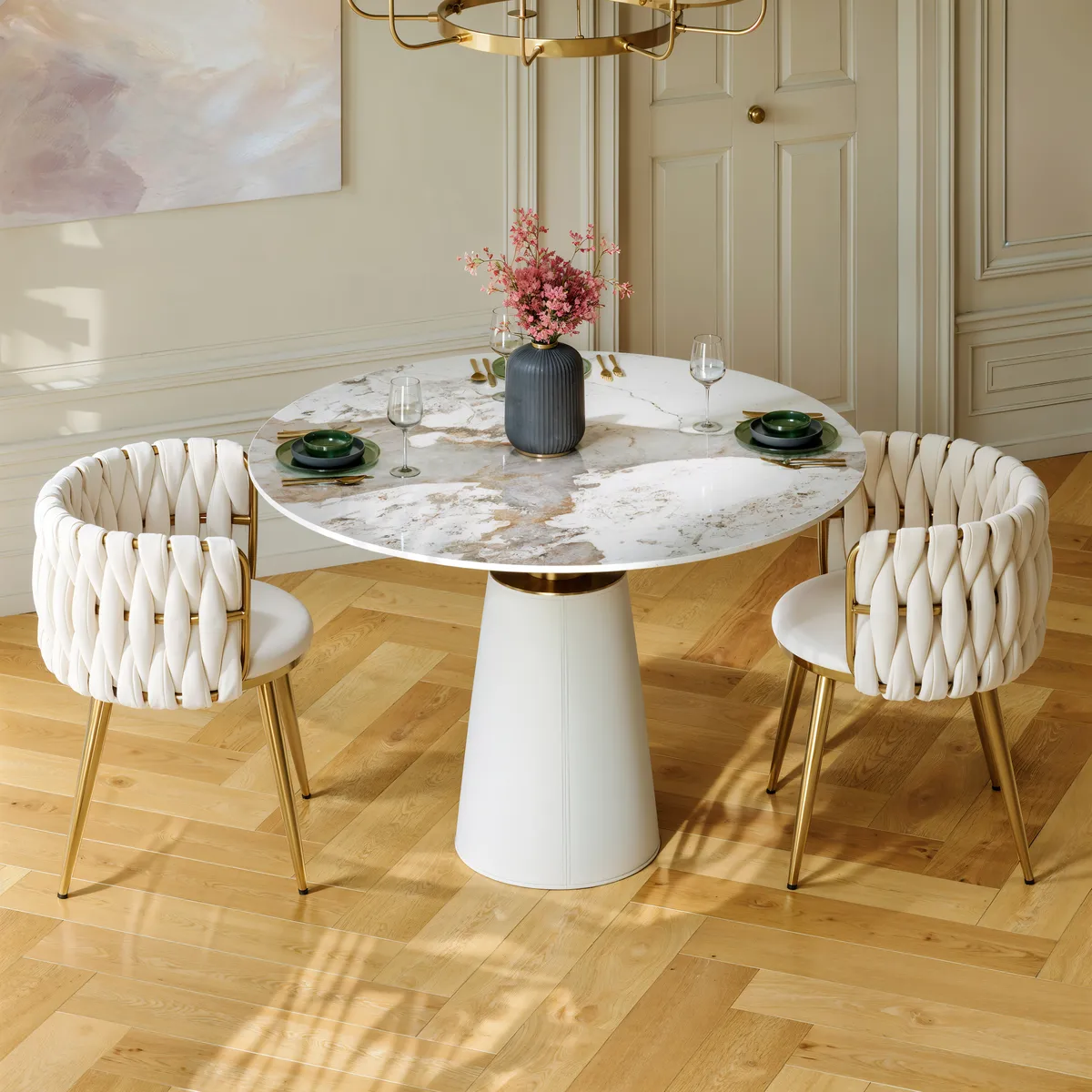 Dining Set 39" Sintered Stone Dining Table with 2 Chairs — image 11