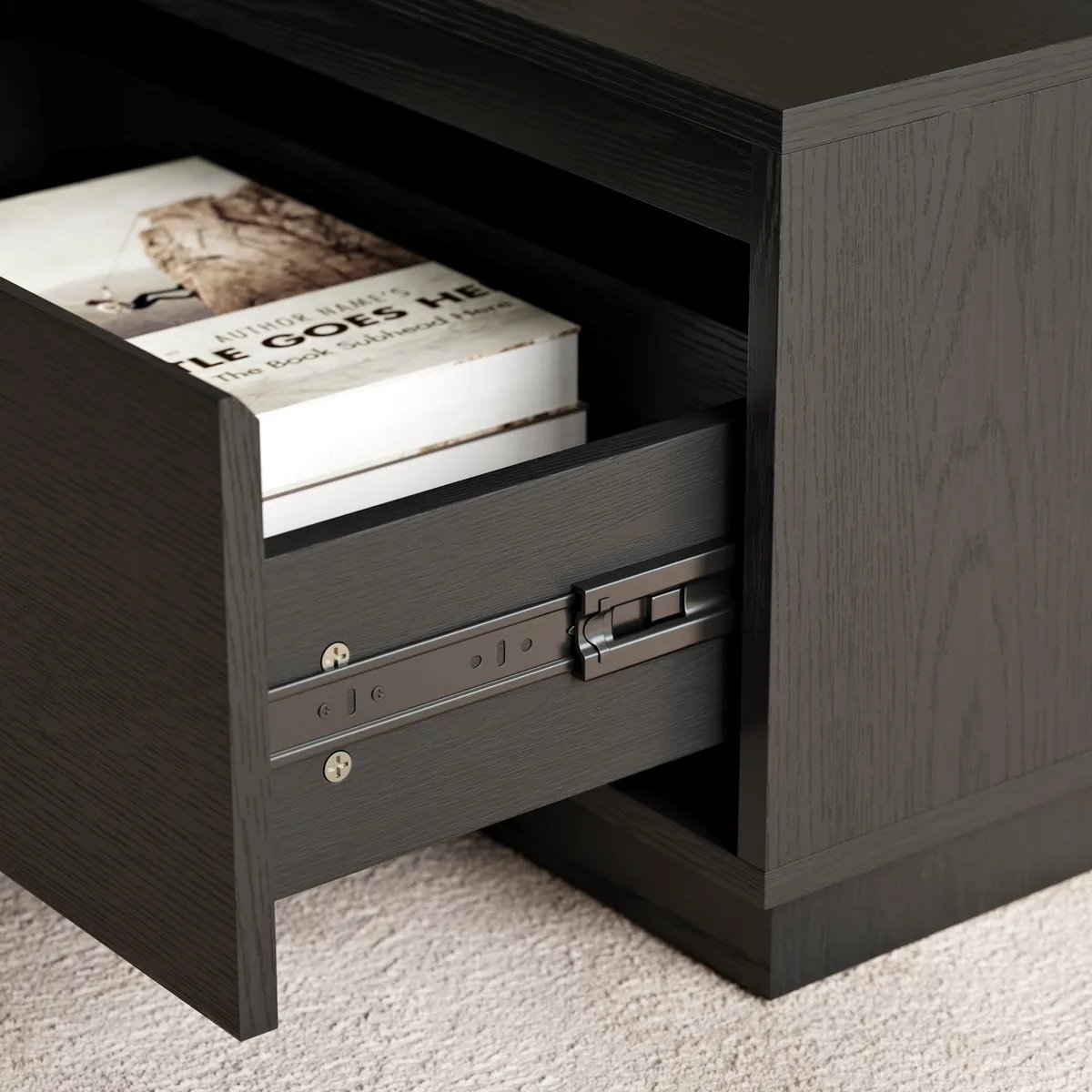 47" Mid Century Modern Gray Coffee Table Rectangular Block Living Room Table with Storage — image 18
