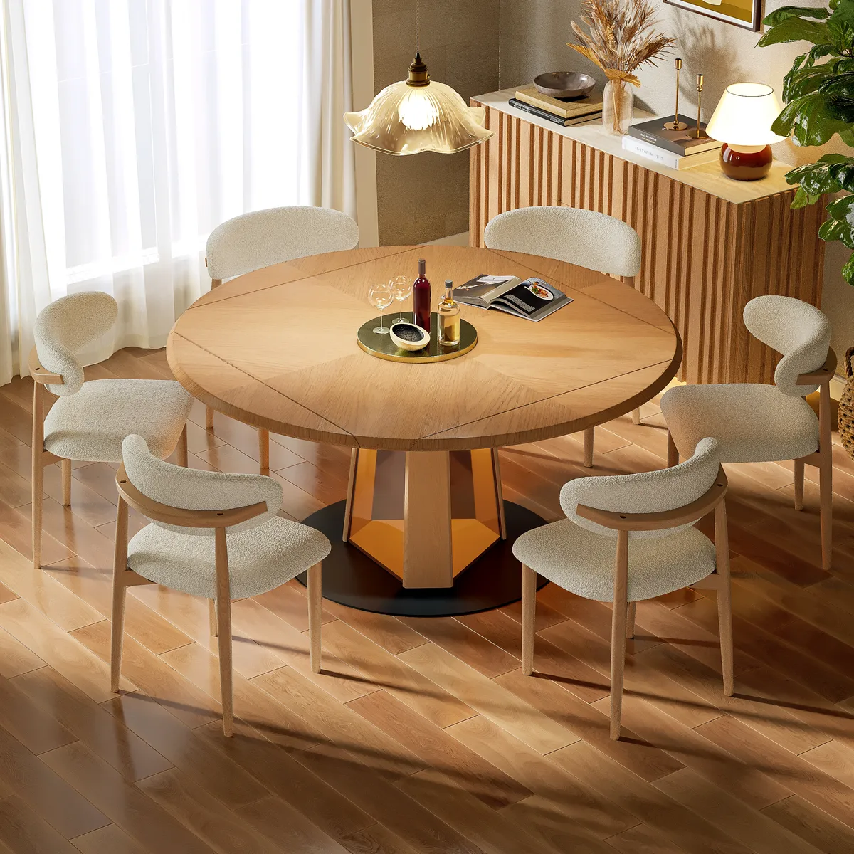 36"-47" Solid Wood Extendable Dining Table with Light — image 22