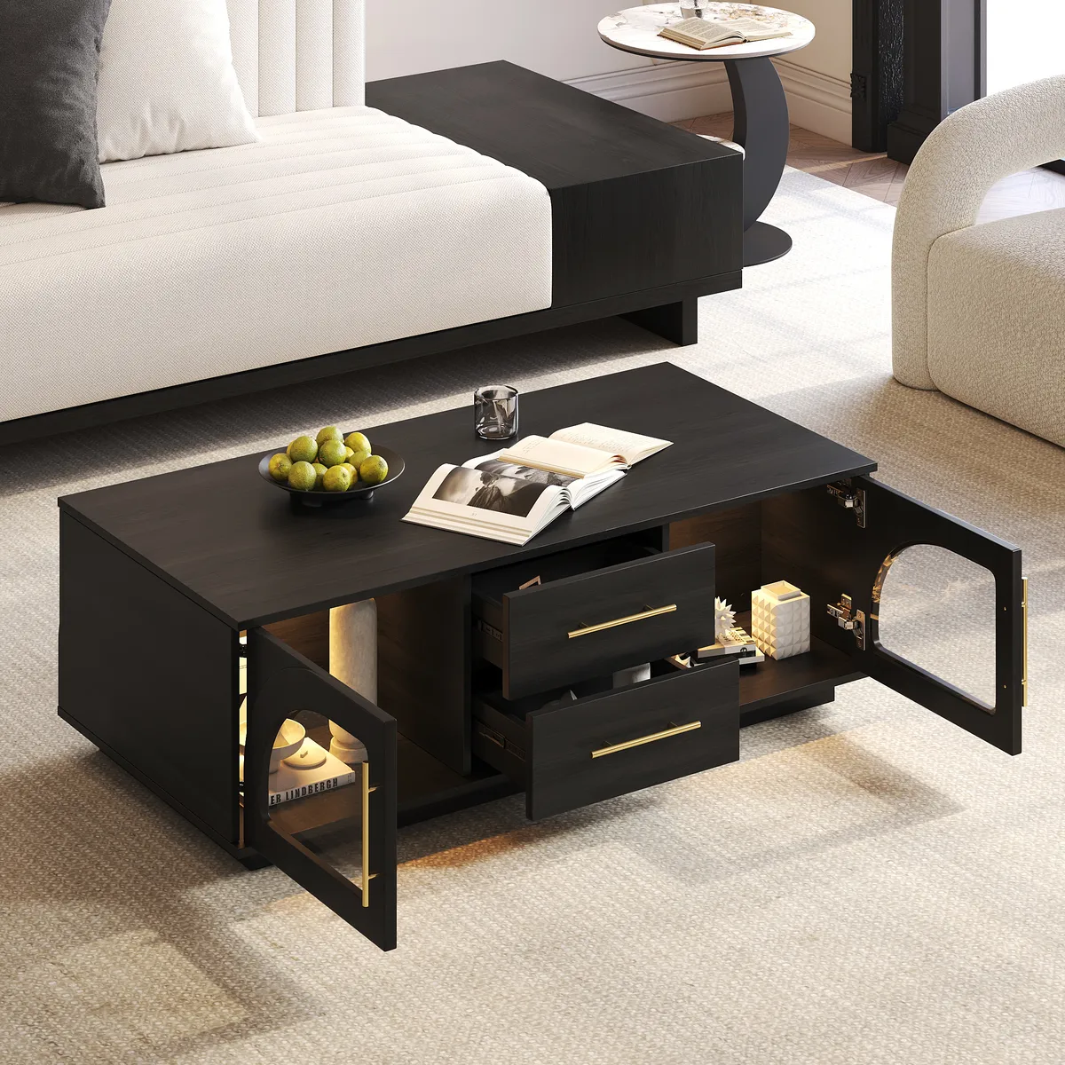 Arune Arched Glass Coffee Table Modern — image 4