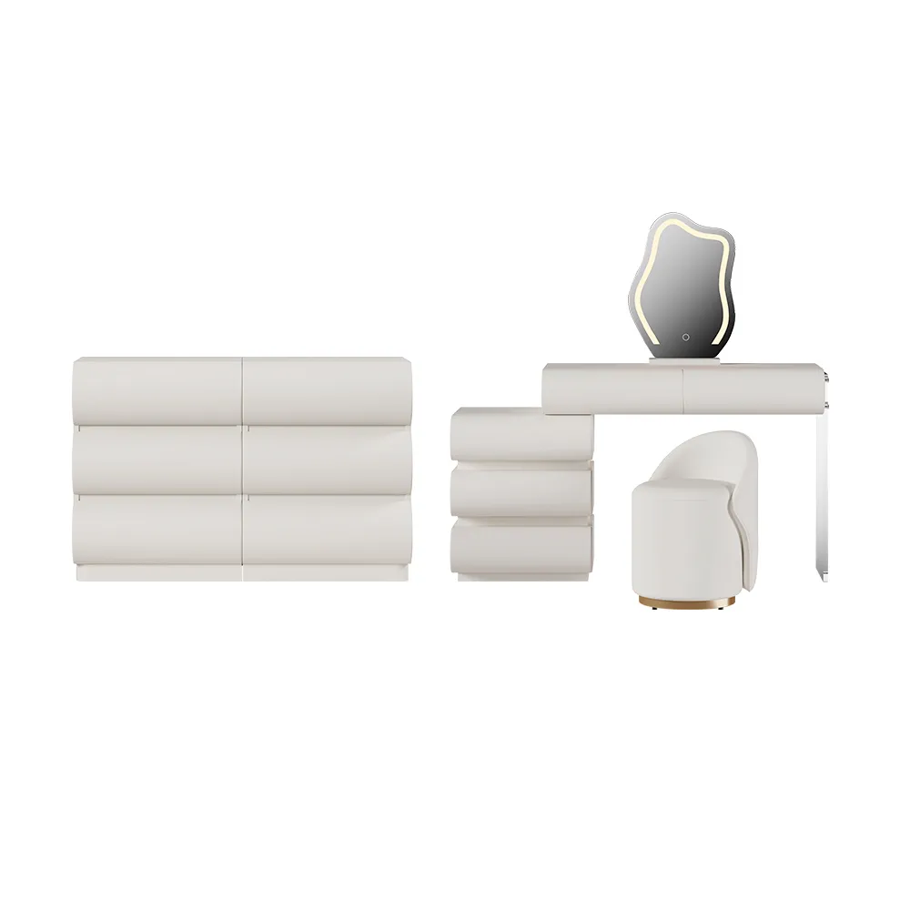 Bedroom Dresser & Vanity Desk Set 6-Drawer Dresser Chest & White Makeup Vanity Set — image 10