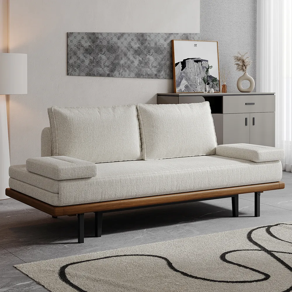 Full Size Daybed Futon Bed Cotton & Linen Convertible Sofa Bed — image 22