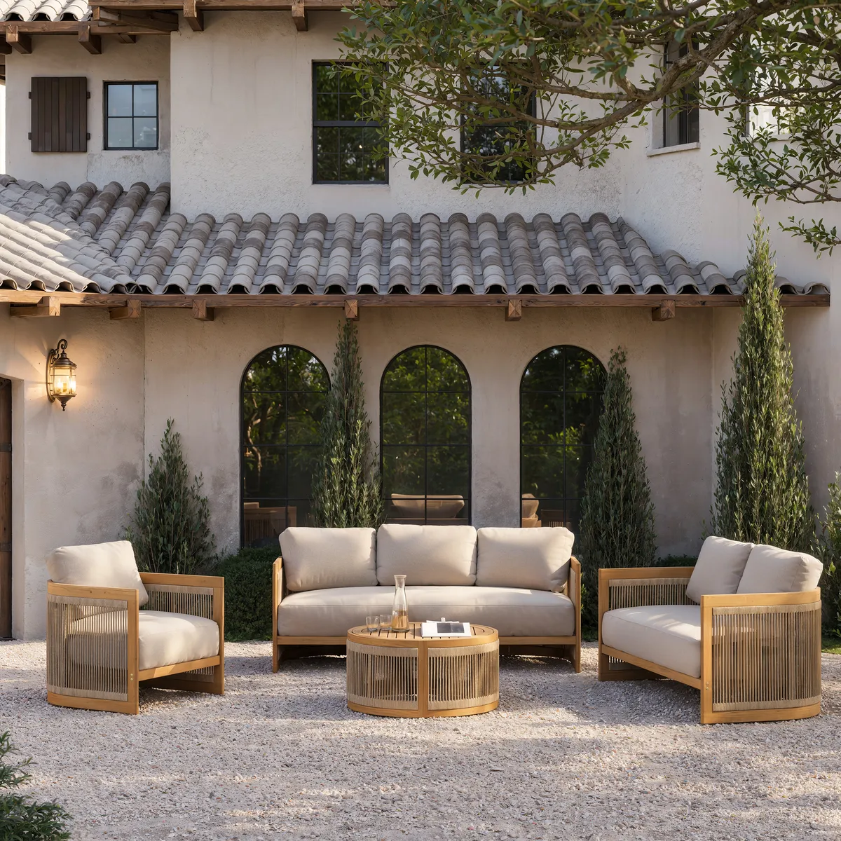 4-Piece Outdoor Teak & Rope Weave Sofa Set with Coffee Table — image 12