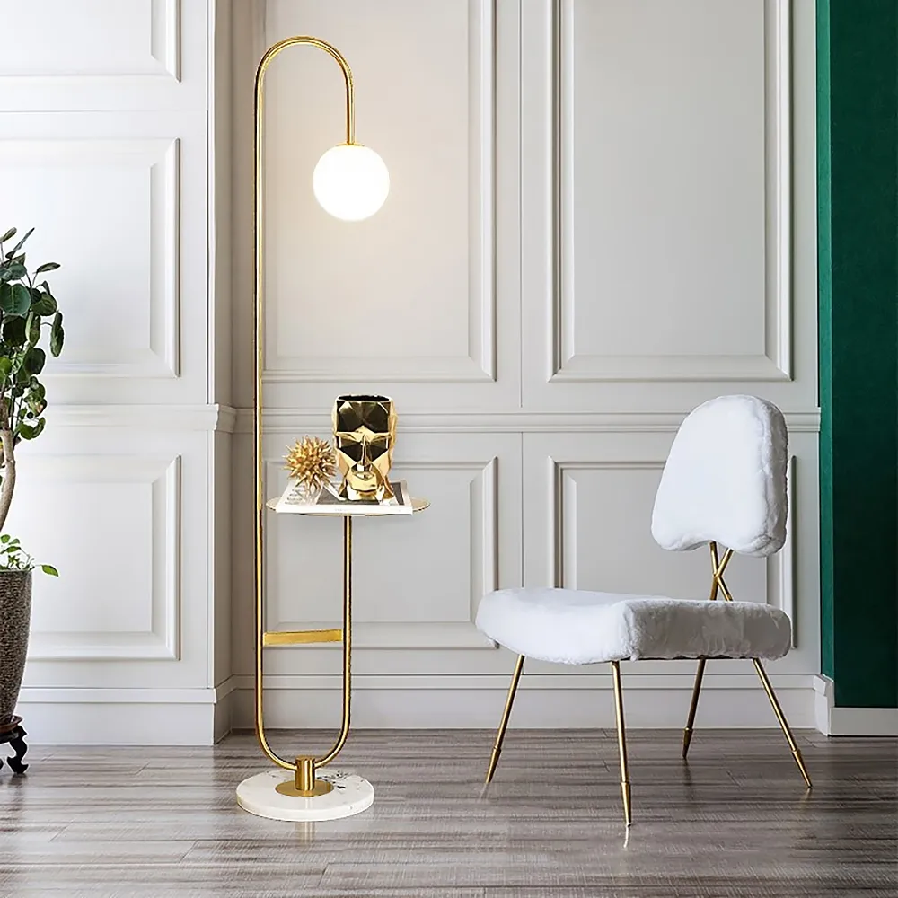 Globeal Set of two 60" Modern Floor Lamp with Shelf — image 3