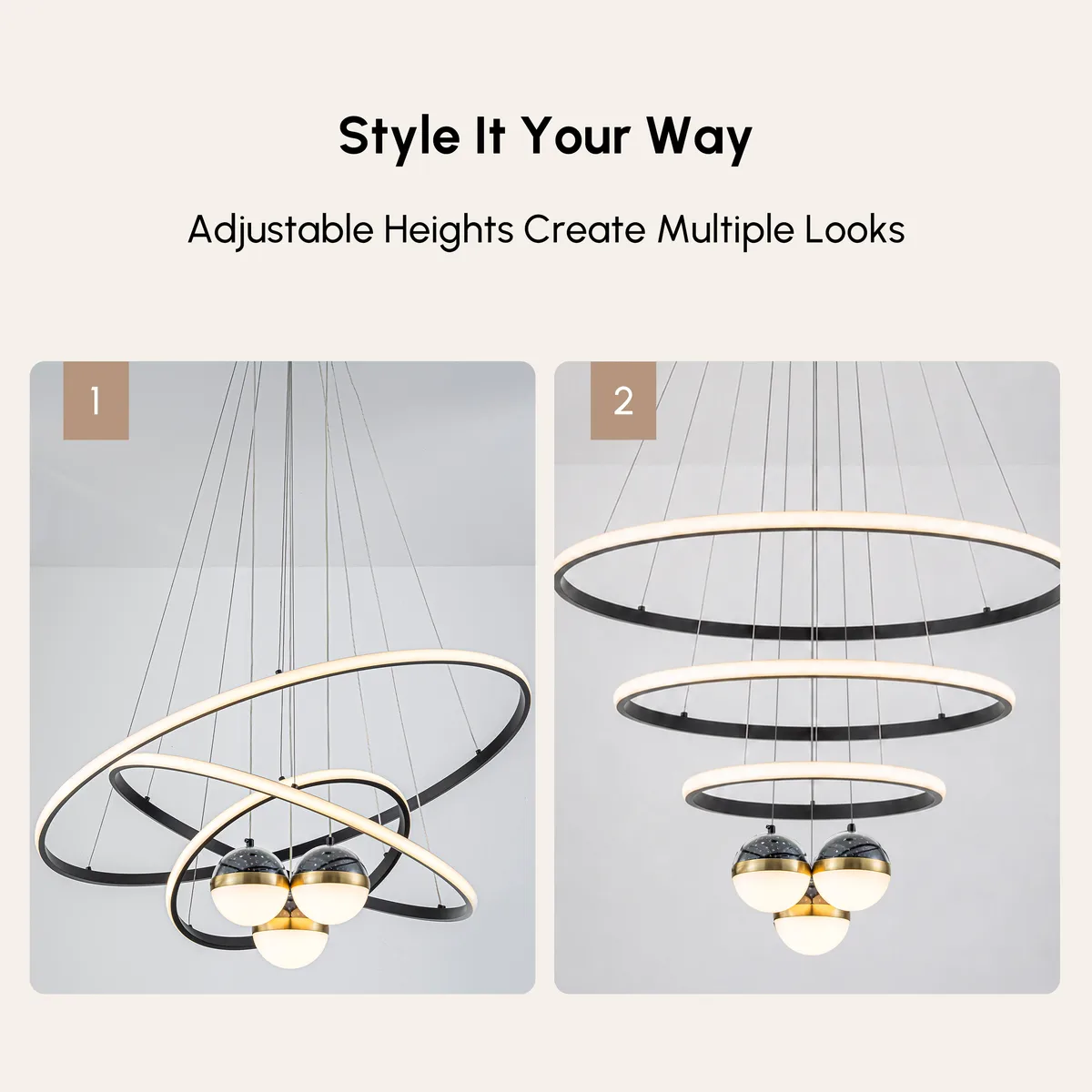 24" 5-Light LED Chandelier with Starry Projection, Dimmable & Adjustable — image 15