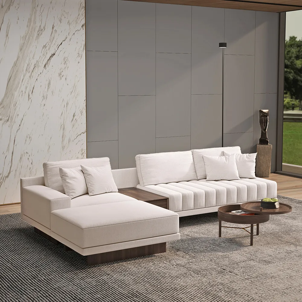 126" L-Shaped Off-White Modular Sectional Sofa with Ottoman for Living Room — image 5