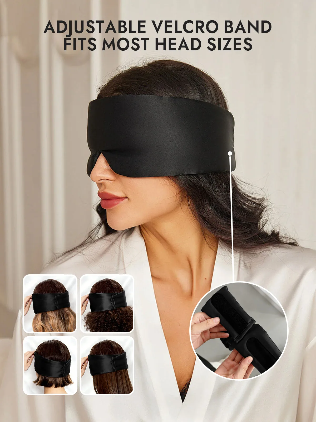 100% Mulberry Silk One Piece Silk Sleep Eye Mask With Velcro — image 4