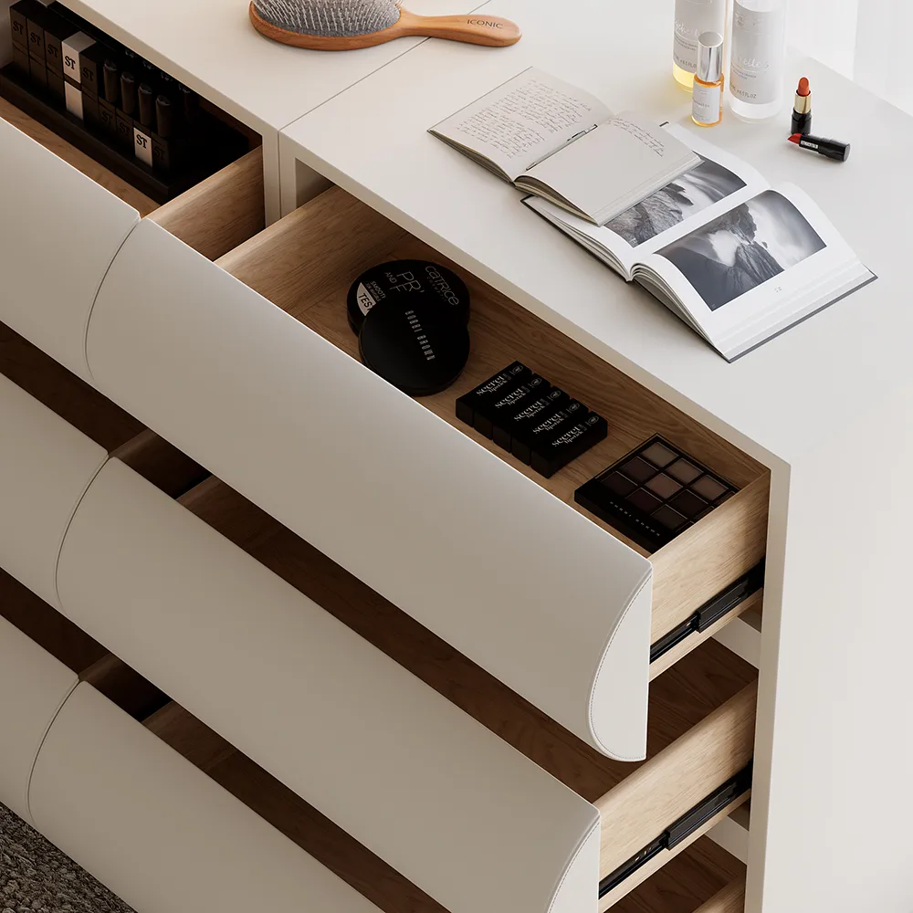 Humply Modern Black Leather 6 Drawer Dresser Chest with Storage Cabinet — image 29