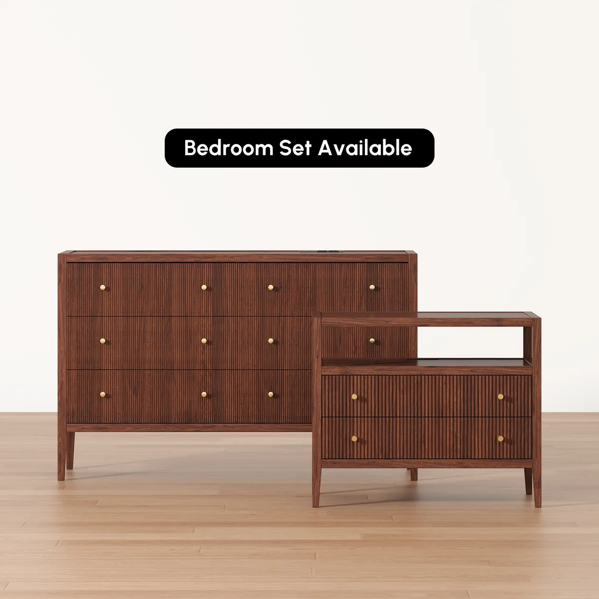 47" Fluted Natural 6-Drawer Dresser with Charging Station — image 17