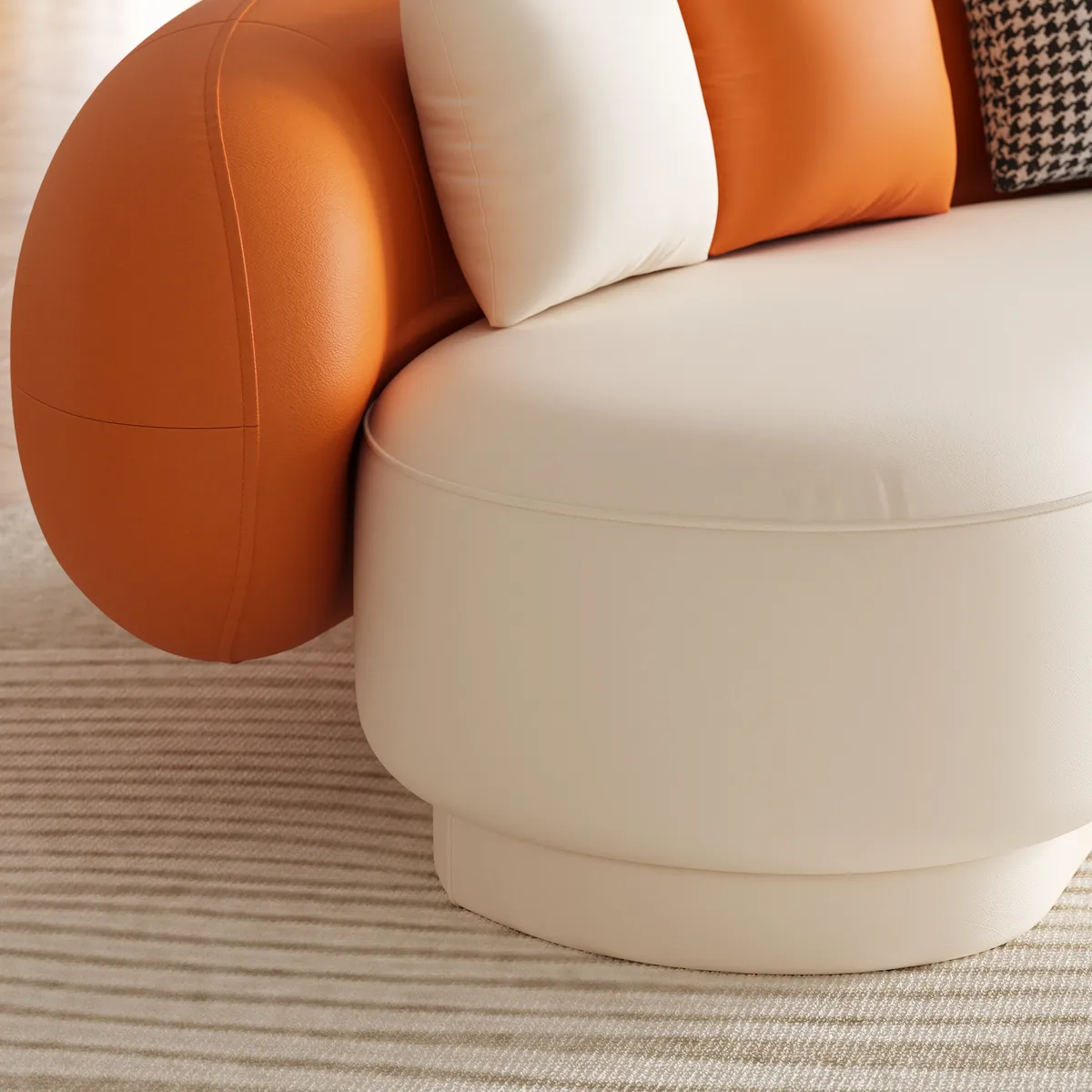Modern Leather Upholstered Sofa 3-Seater Sofa — image 7