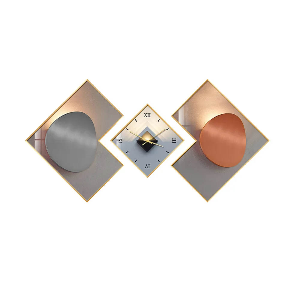 Modern 3-Piece Wall Clock Set – Functional Geometric Art with Gold Frames — image 7