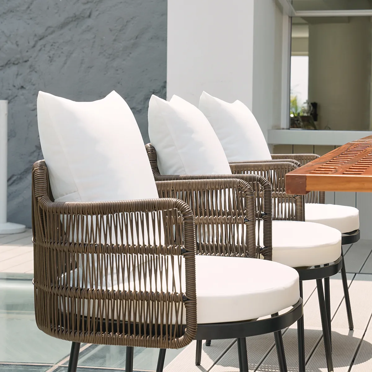 Grida Outdoor Teak & Aluminum Rectangular Dining Table, Seats 8 (94") — image 5