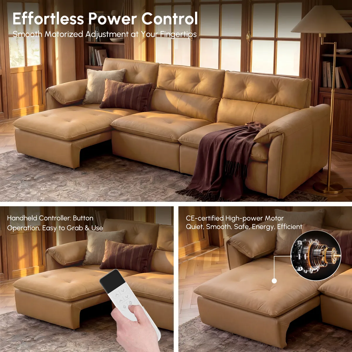 87" 2-Seater Genuine Leather Power Convertible Sleeper Sofa — image 9