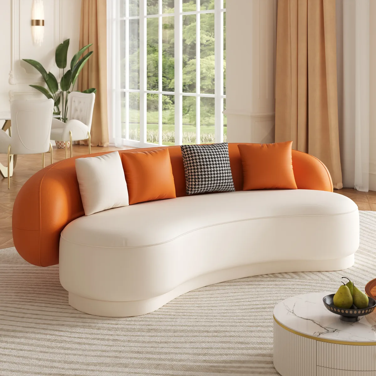 Modern Leather Upholstered Sofa 3-Seater Sofa — image 5