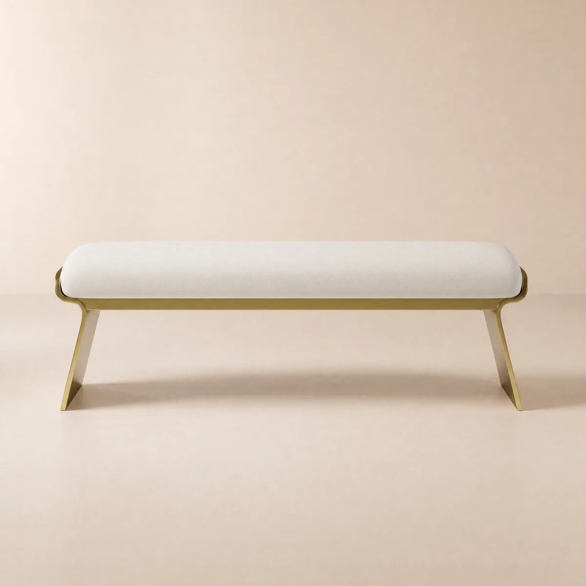 Beige Modern Stainless Steel Bench Leath-Aire Upholstered Bedroom — image 10