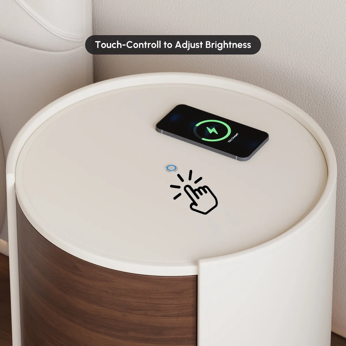 Saddle Leather 2-Drawer Nightstand with Charging Station — image 12
