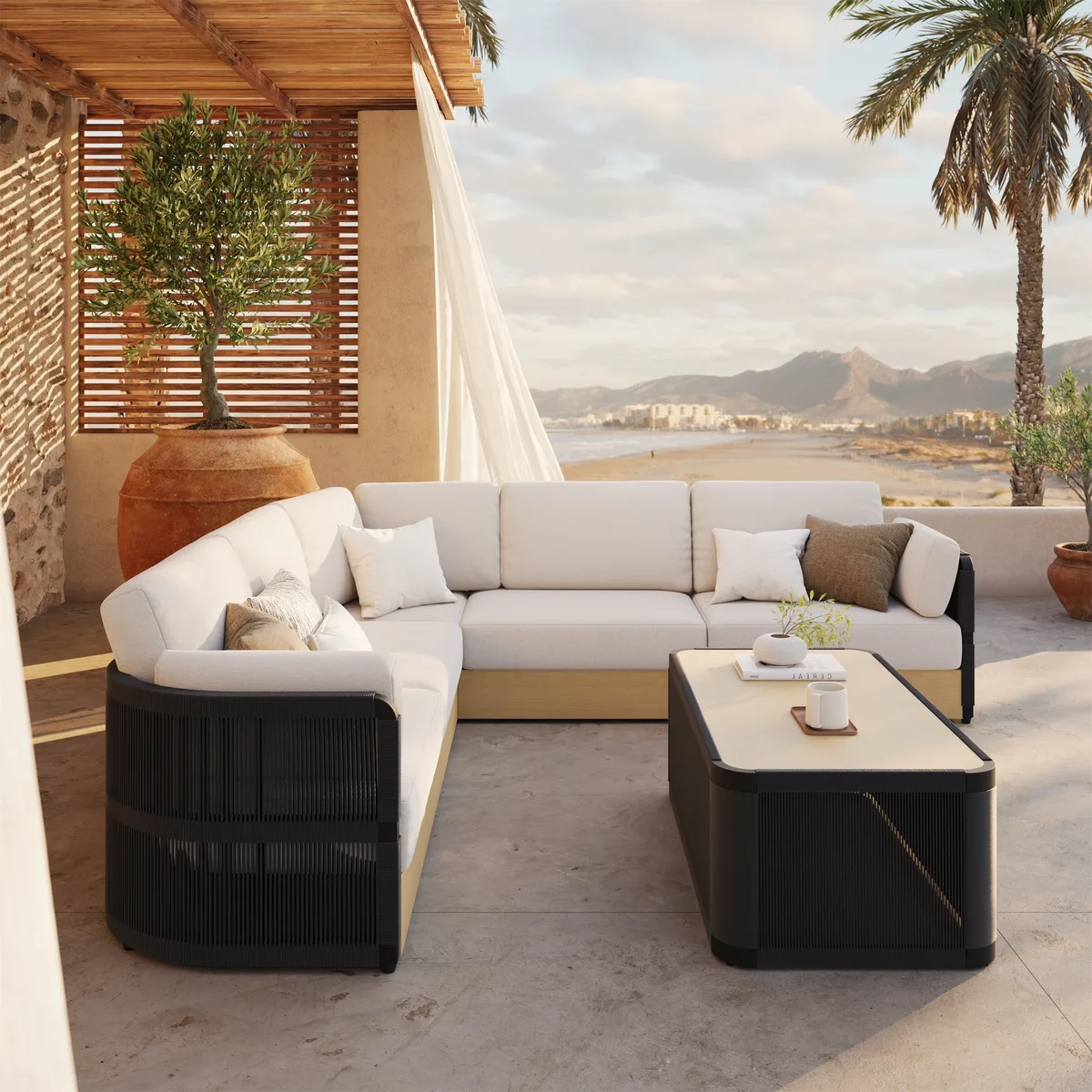 Costra Handwoven Rope Adjustable Outdoor Chaise Sofa Set — image 23