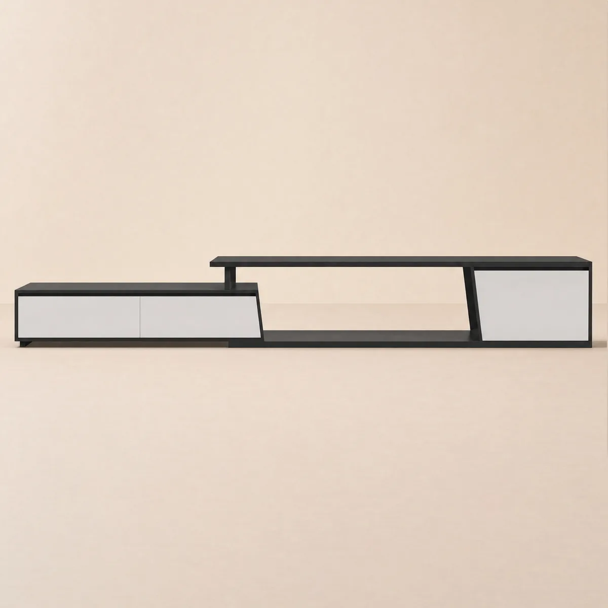 Fero Minimalist Rectangle Gray Extendable TV Stand with 3 Drawers Up — image 29