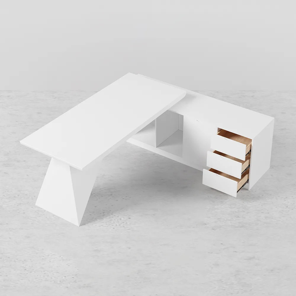 Modern White L-Shape Executive Left Hand Desk & Office Chair Set (70.9'') — image 6