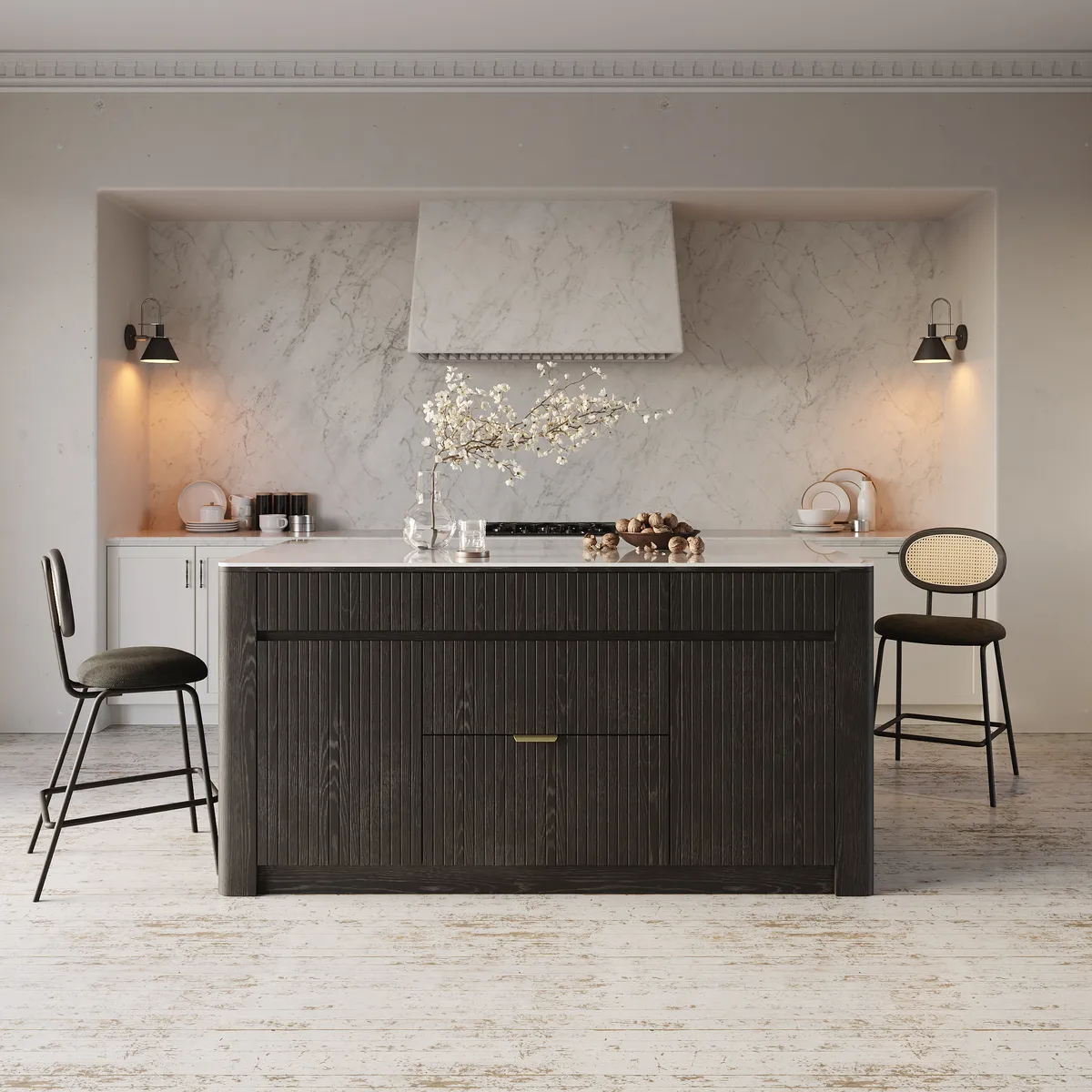 72" Sintered Stone Top Solid Wood Kitchen Island with Storage — image 25