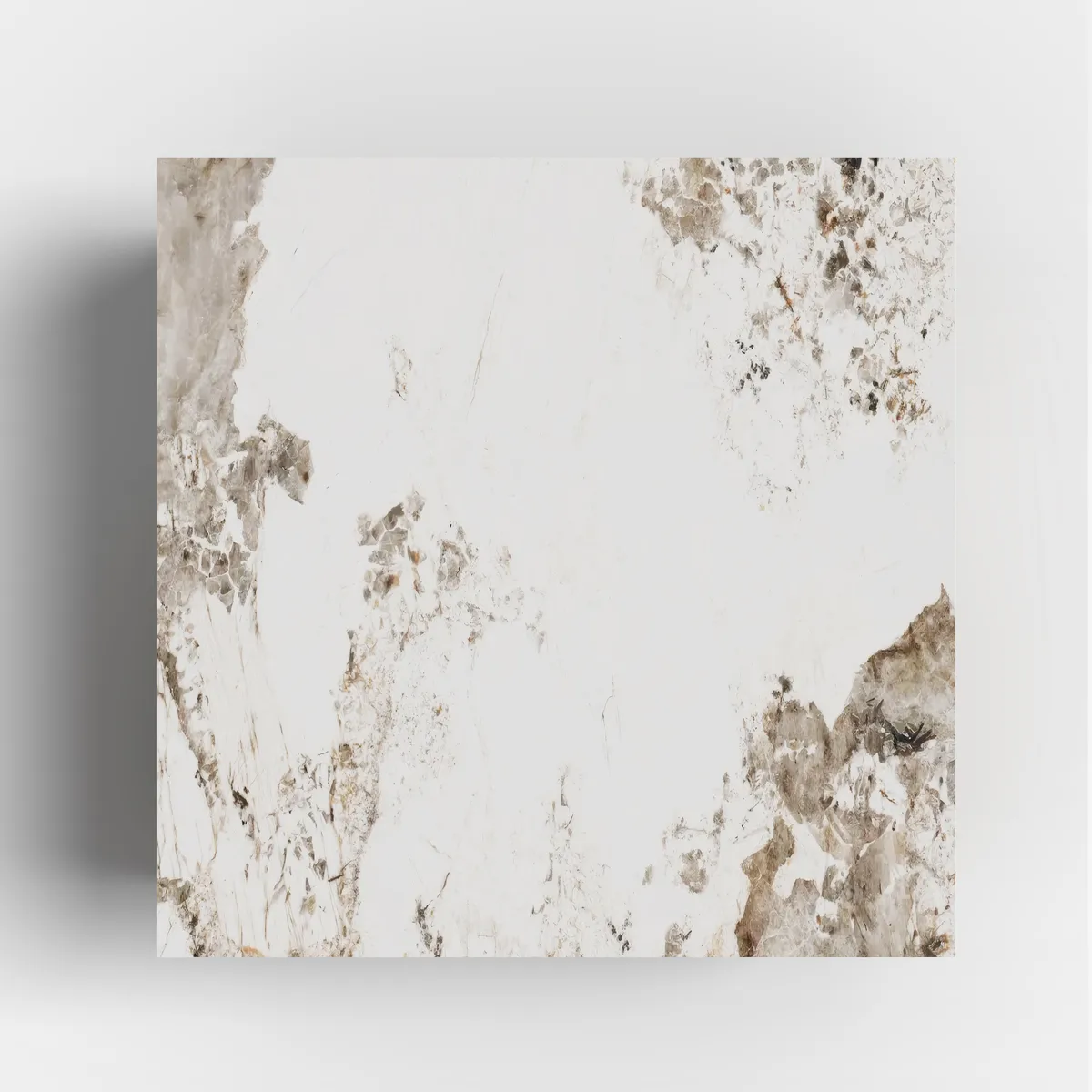 39" Square Sintered Stone Block Coffee Table With Storage Modern Off White Living Room Table — image 9