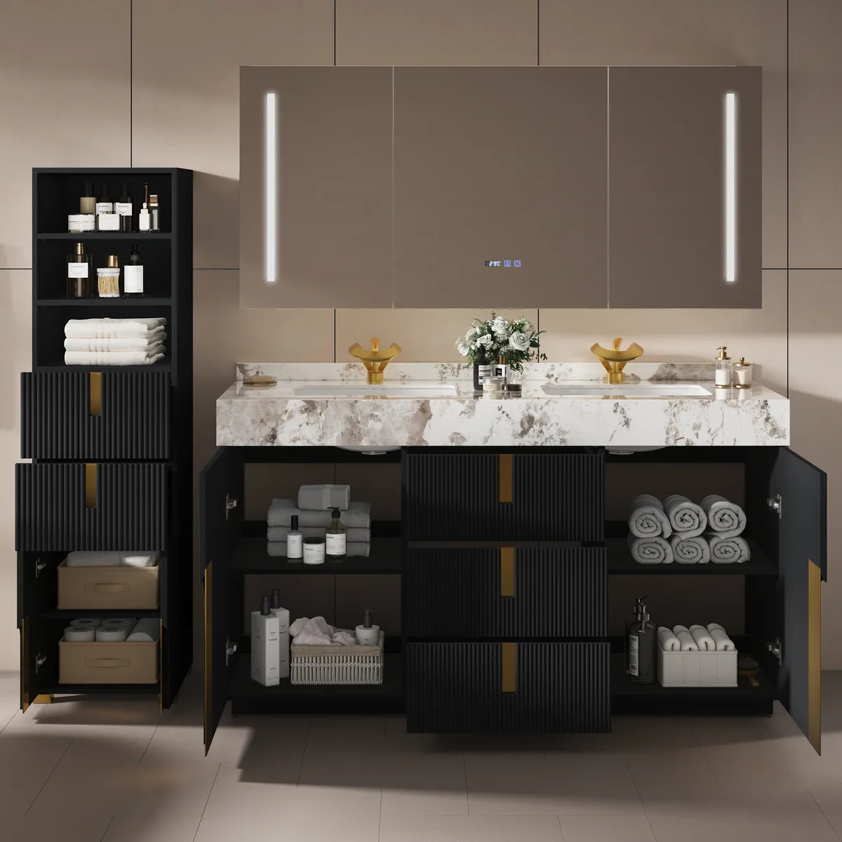 Artis 59" Tall Bathroom Storage Cabinet & 36" Single Vanity Set — image 5