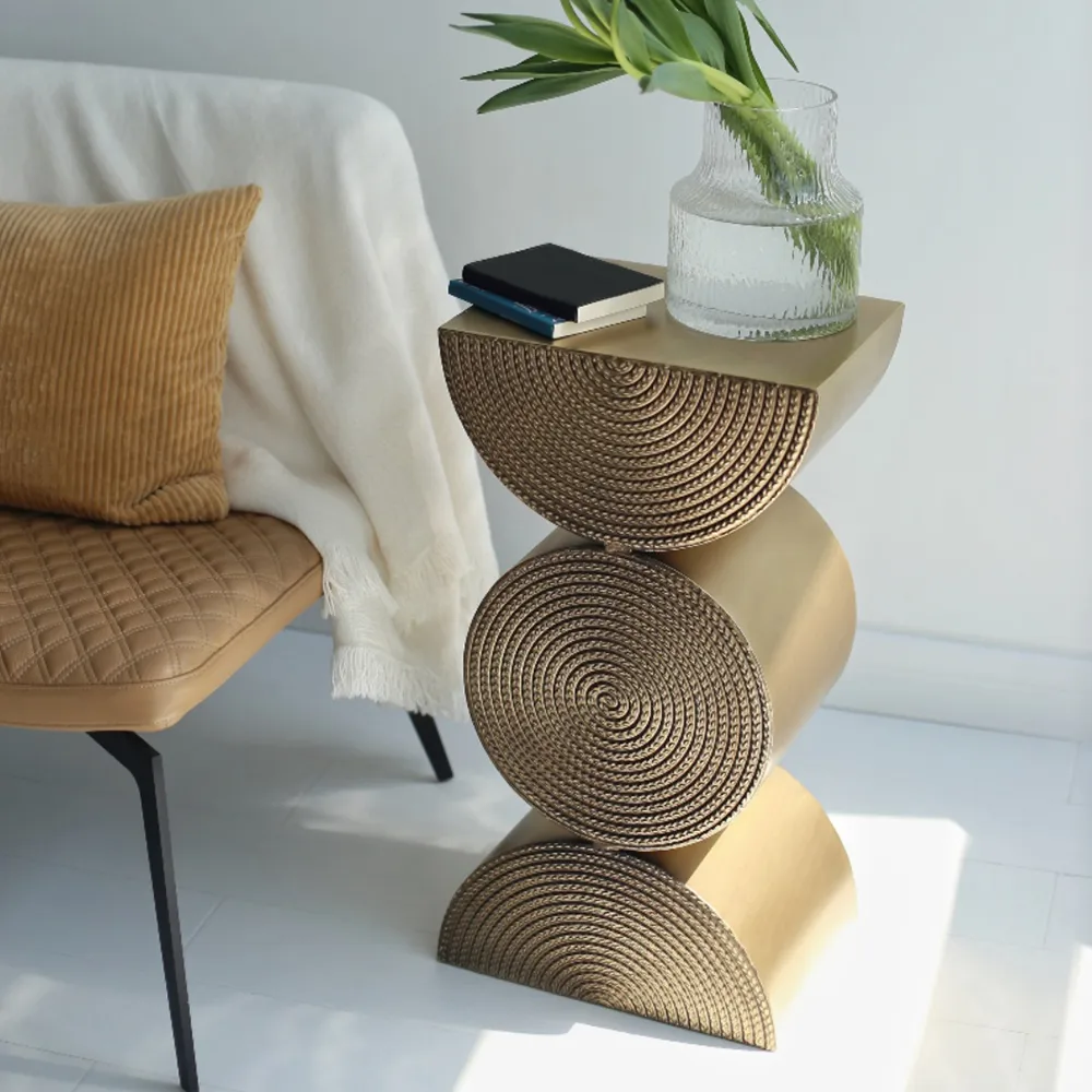 Modern Side Tables Creative Gold Metal Small End Table Unique Shape Bedside Table — image 2