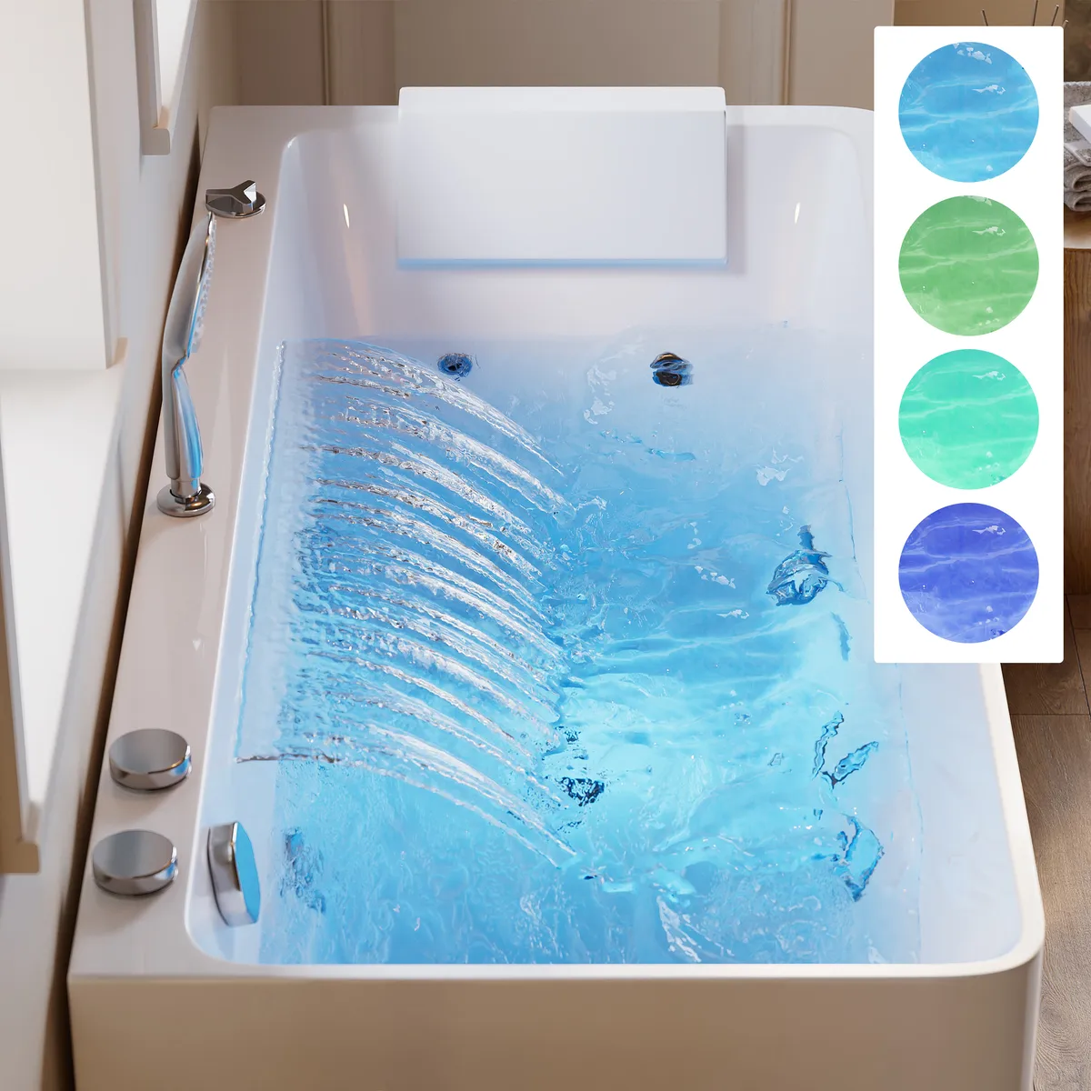 59" Whirlpool Bathtub with Thermostatic Control & Massage Jets & LED Lighting — image 8