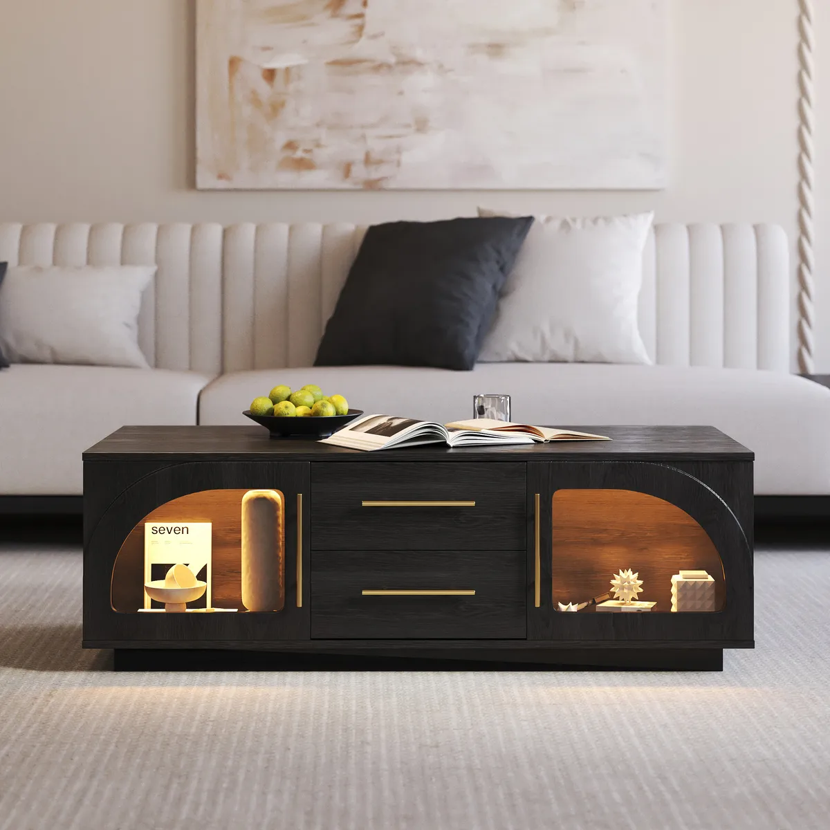 Arune Arched Glass Coffee Table Modern — image 3