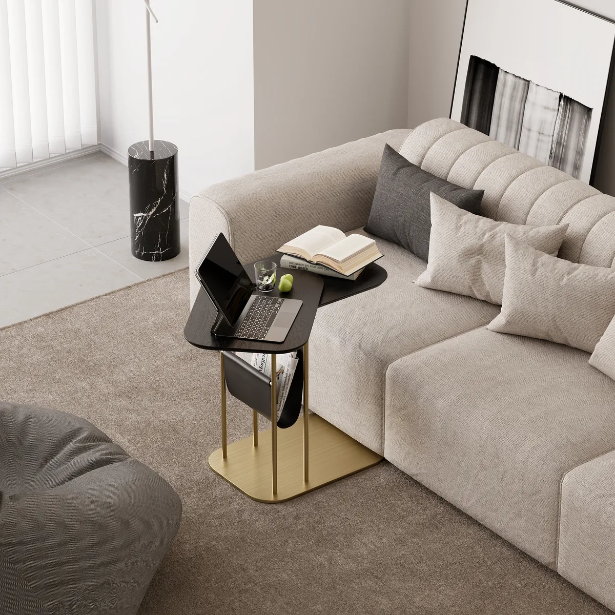 Modern Small C Shaped Rotating Side Table — image 8