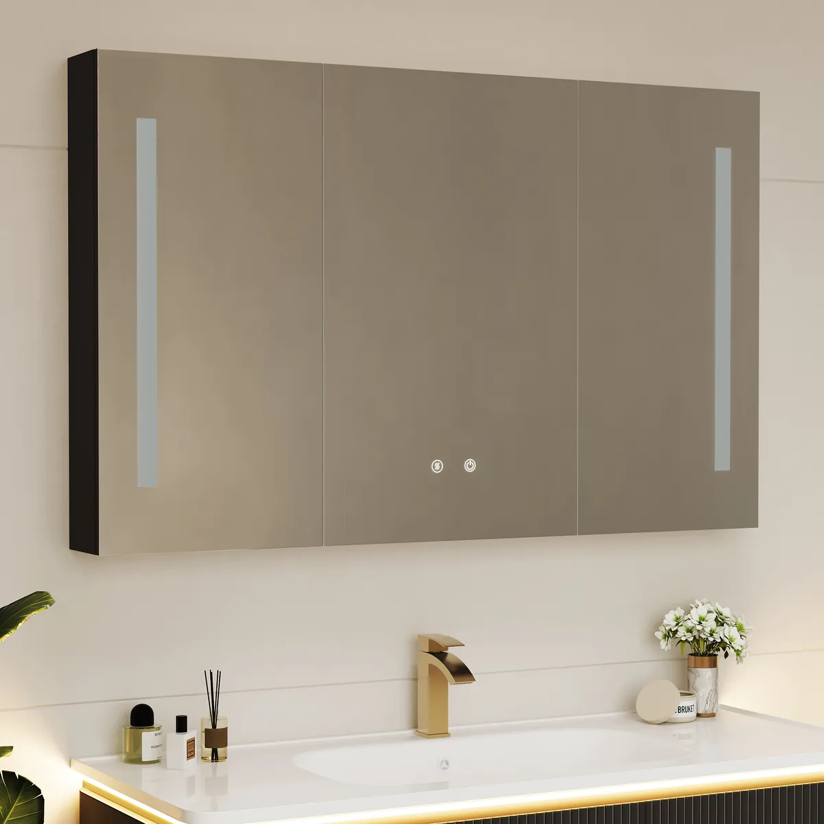47" Modern Wall-mounted LED Bathroom Medicine Cabinet Vanity Mirror with Storage — image 12
