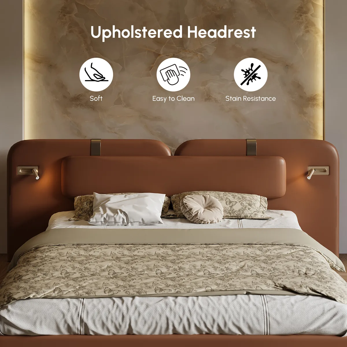 Horva King Faux Leather Platform Bed — image 6
