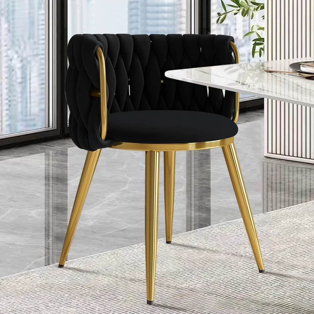 4-Piece Nordic Light Gray Barrel Back Dining Chair Round Accent with Velvet Upholstery — image 7
