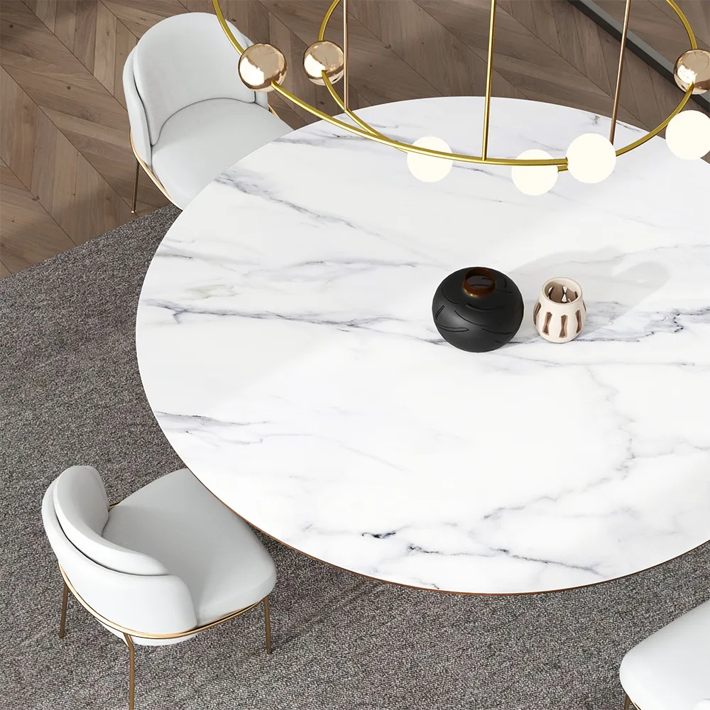 Mid-Century Modern 7 Piece Dining Room Sets 48" Round Dining Table White 6 Side Chairs — image 7
