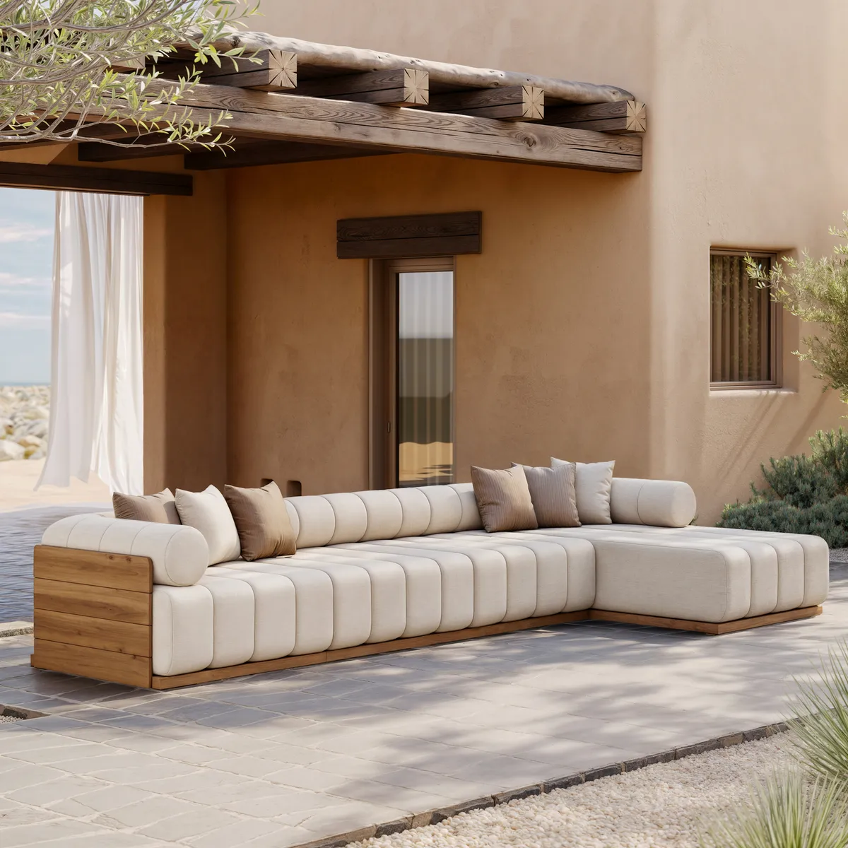 Resaro Outdoor 4-Piece Teak Modular Sectional Set — image 13