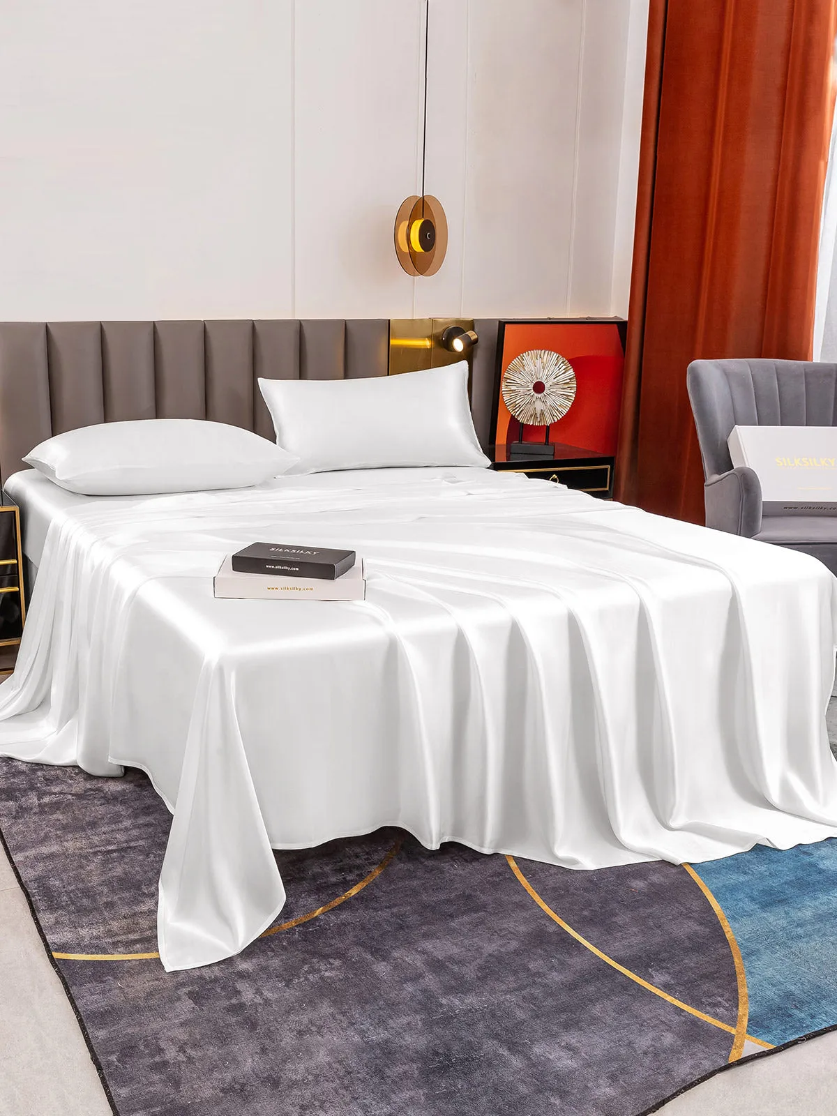 19Momme 4Pcs 100% Mulberry Silk Bedding Set Fitted&Flat Sheets+2x Pillowcases — image 5