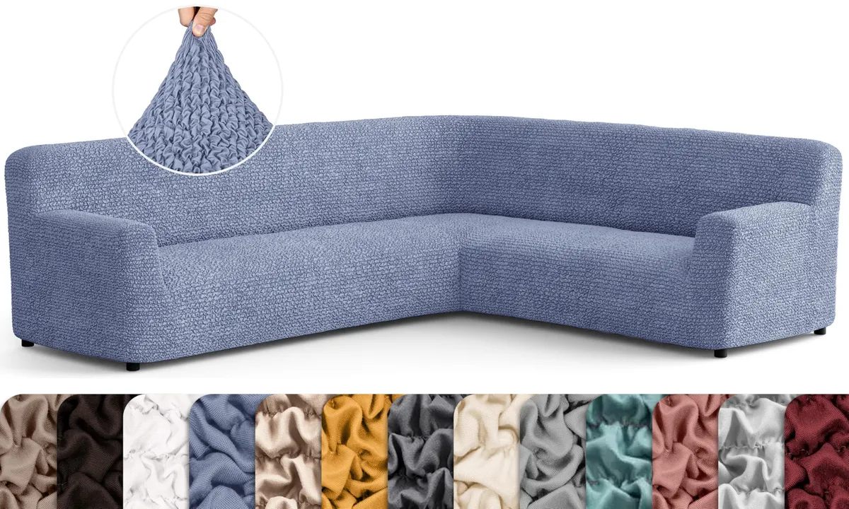 Corner Sectional Couch Cover - 1-Piece Furniture Protector - Form Fit, Machine Washable -MicrofibraCollection