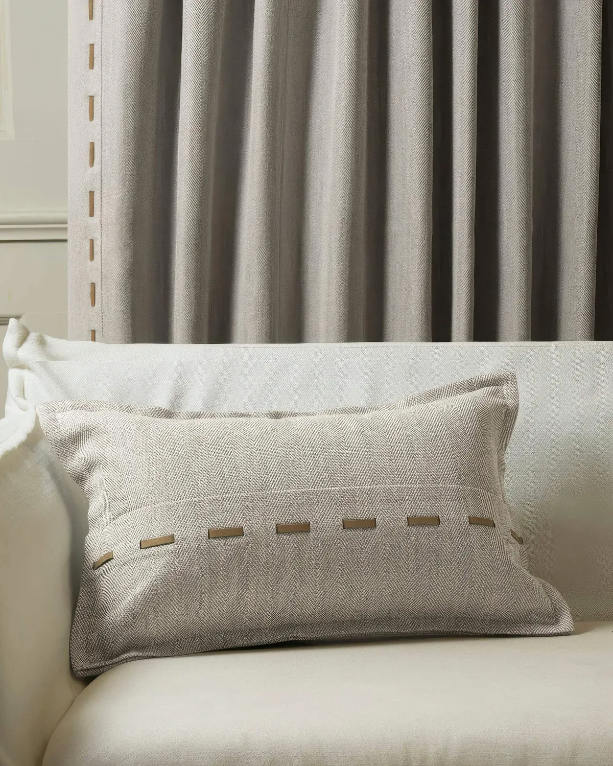 Cleo Textured Faux Leather Laced Lumbar Pillowcase — image 9